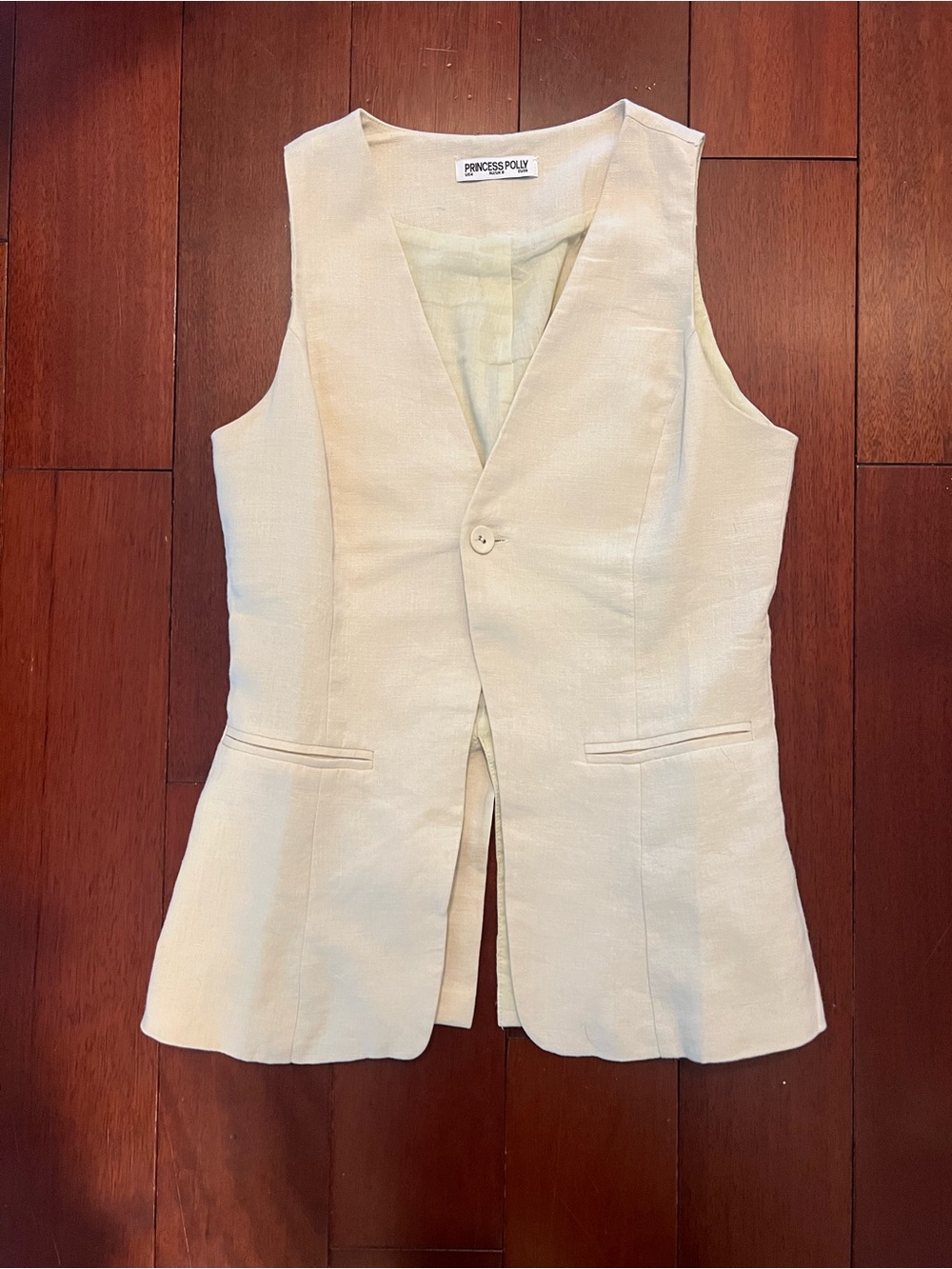 Princess Polly Cream Sleeveless Vest